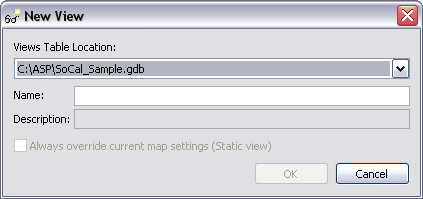 New View dialog box
