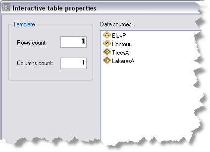New Table Wizard - Interactive table properties