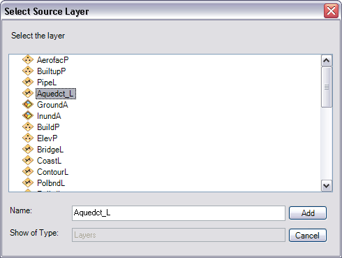 Select Source Layer dialog box