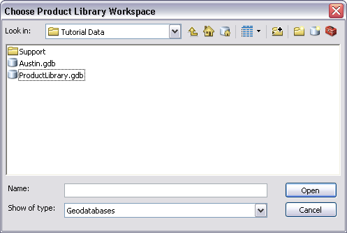 Choose Product Library Workspace dialog box