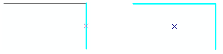 Example of two lines that have been merged into one
