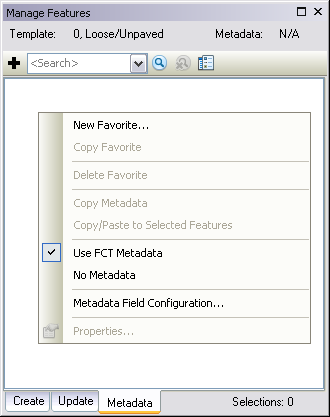 Metadata tab with the context menu