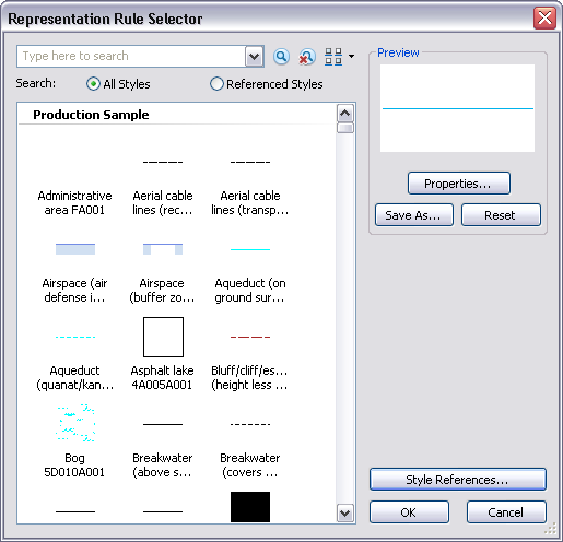 Representation Rule Selector dialog box