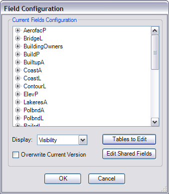 Example of tables added to the Field Configuration pane