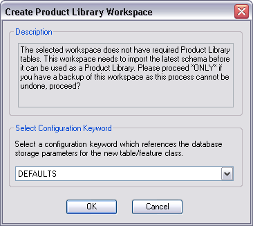 Create Product Library Workspace dialog box