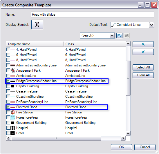 Create Composite Template dialog box with all the parameters defined