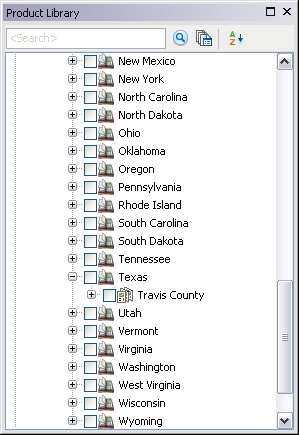 Product Library tree view with Texas product class expanded