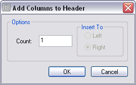 Add Columns to Header dialog box