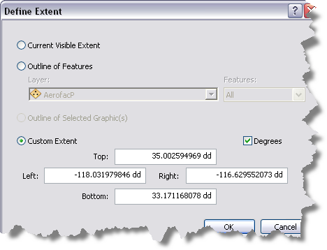 The Define Extent dialog box