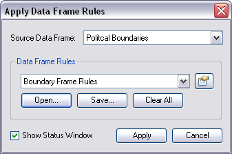 The Apply Data Frame Rules dialog box