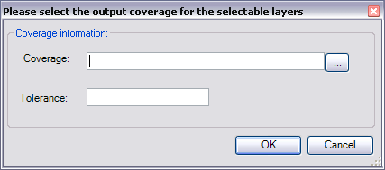 Please select the output coverage for the selectable layers dialog box