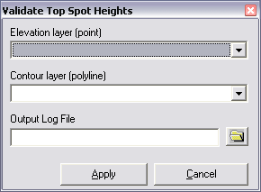 Validate Top Spot Heights dialog box