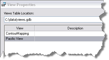 View Properties dialog box with one selected row