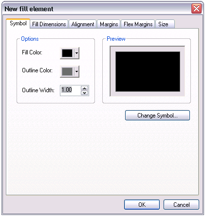 New fill element dialog box