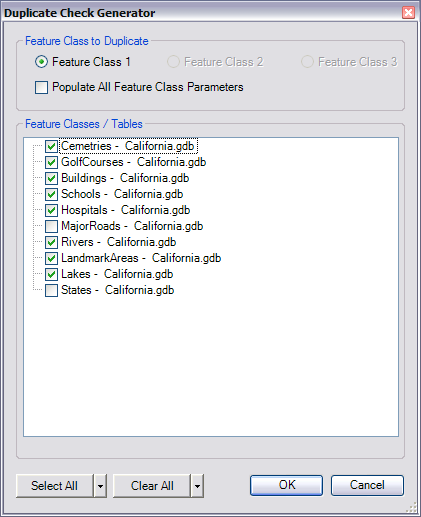 Duplicate Check Generator dialog box