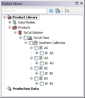 The Product Library window with the tree view expanded