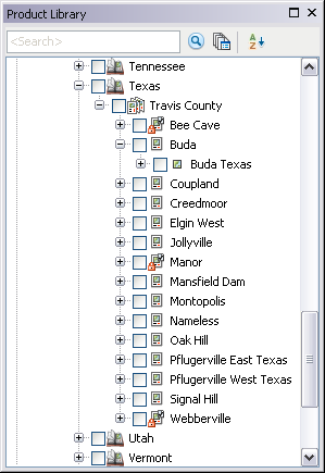 Product Library tree view with Buda product expanded