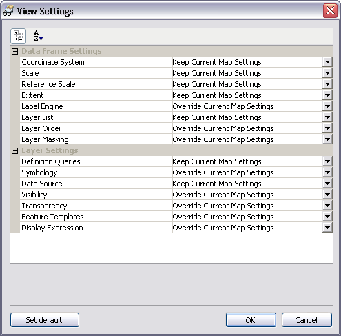 View Settings dialog box