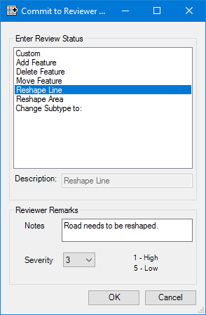 Commit to Reviewer Table dialog box