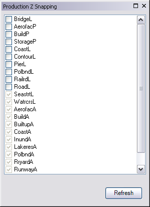 Production Z Snapping Environment window