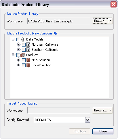 Distribute Product Library dialog box