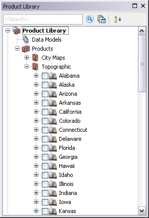 Product Library tree view with Topographic solution expanded