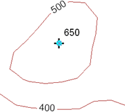 Example of a discrepancy when the height of the point is outside the contour interval