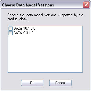 Choose Data Model Versions dialog box