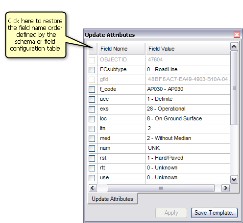 Restore the default order for the attributes by clicking the column header on the extreme left