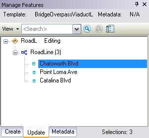 Update tab with selected road features