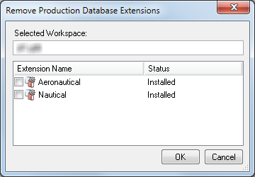 Remove Production Database Extensions dialog box