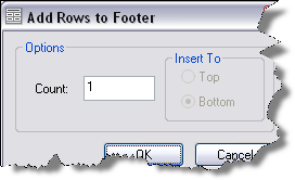 Add Rows to Footer dialog box
