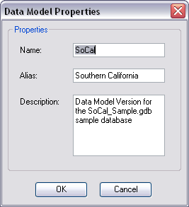 Data Model Properties dialog box