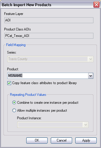 Batch Import New Products dialog box