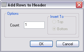 Add Rows to Header dialog box
