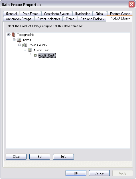 Data Frame Properties with Product Library tab displayed