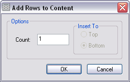 Add Rows to Content dialog box