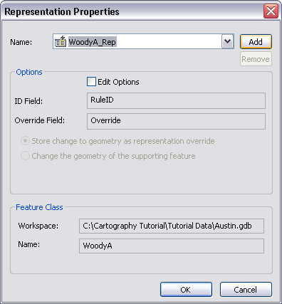 Representation Properties dialog box