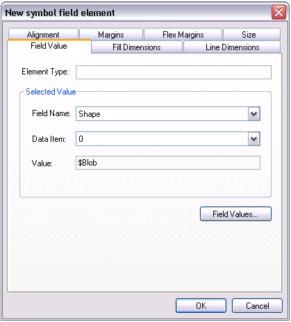 New symbol field element dialog box