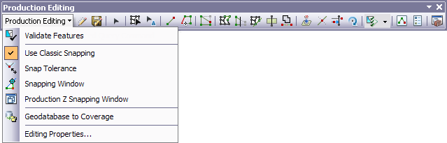 The Production Editing toolbar in ArcMap