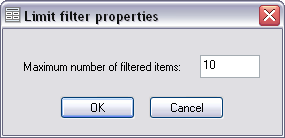 Limit filter properties dialog box