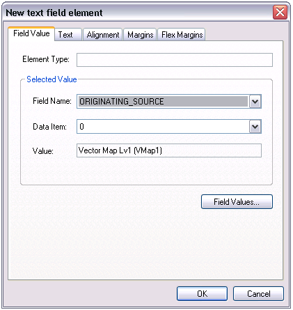 New text field element dialog box