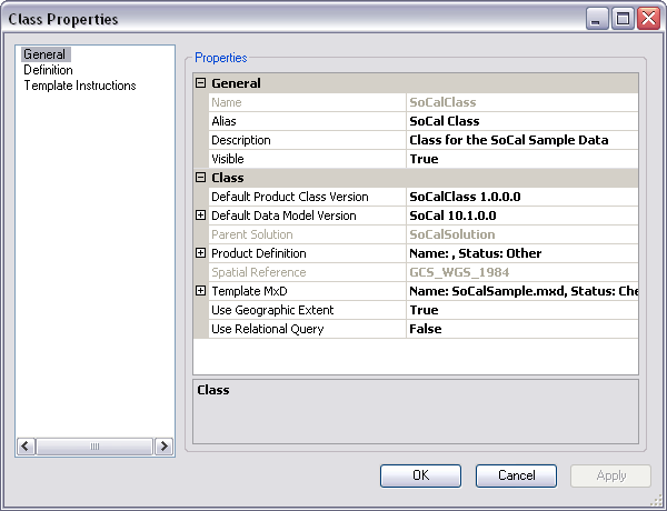 Class Properties dialog box