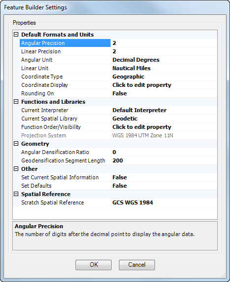 Feature Builder Settings General pane