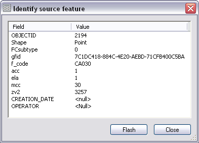 Identify source feature dialog box