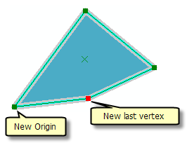 A selected polygon feature with reordered vertices