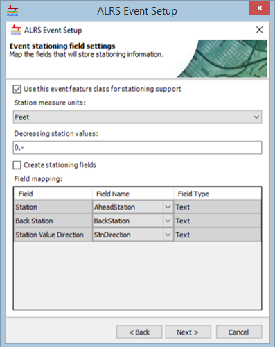 General event properties dialog box populated with fields from the selected business table