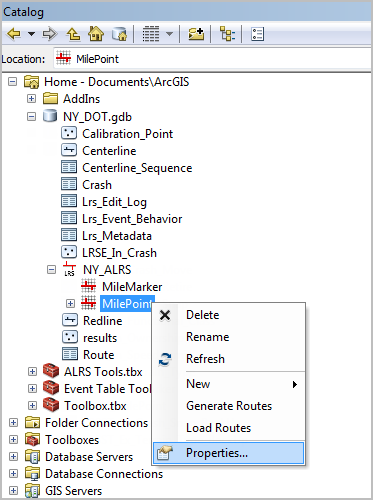 Opening LRS Network properties