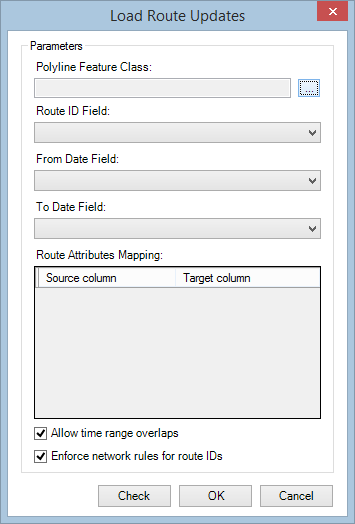 Load Route Updates dialog box
