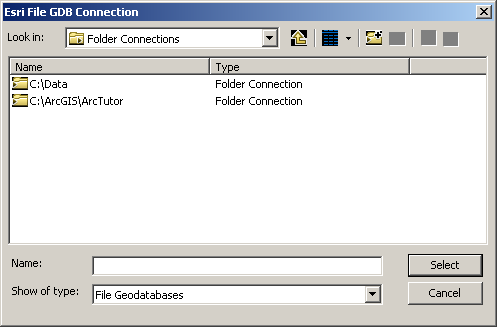ESRI File GDB Connection dialog box